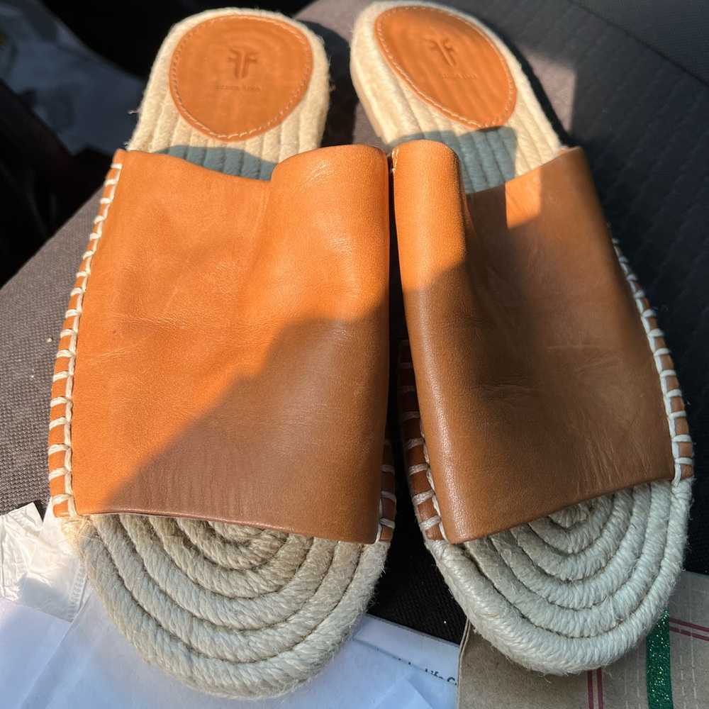 Frye leather slip on sandals